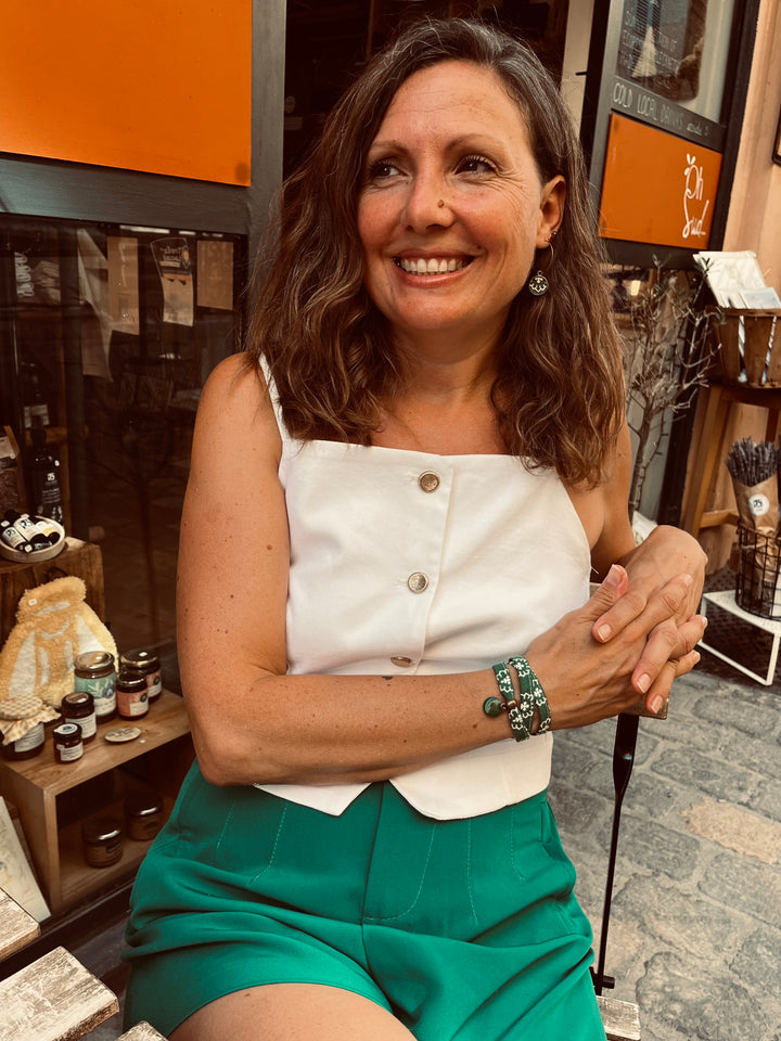 Le Mirabeau – Bracelet en tissu provençal vert