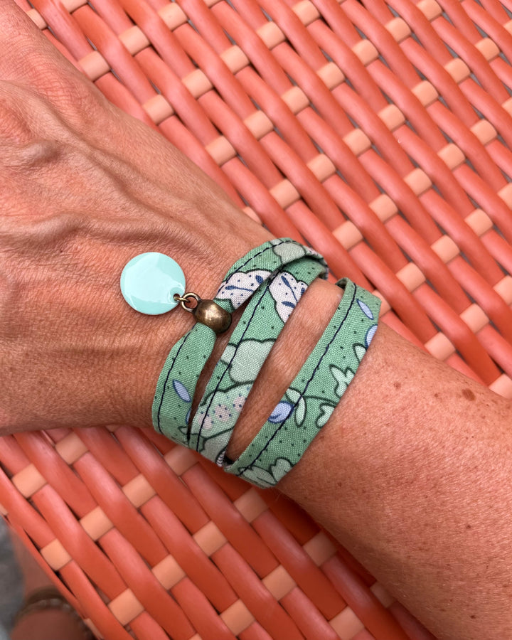 Le Mirabeau – Bracelet en tissu provençal vert d’eau
