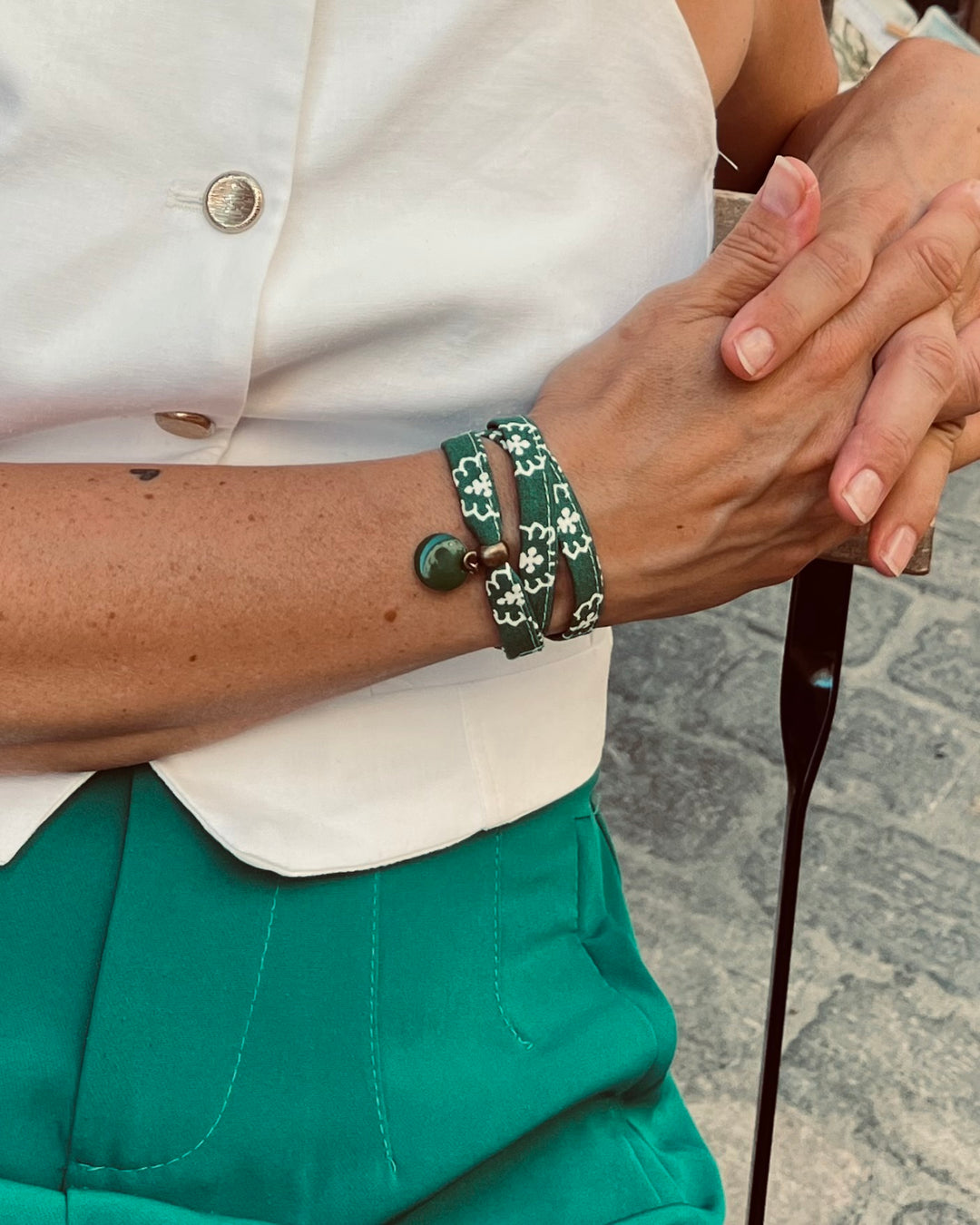 Le Mirabeau – Bracelet en tissu provençal vert