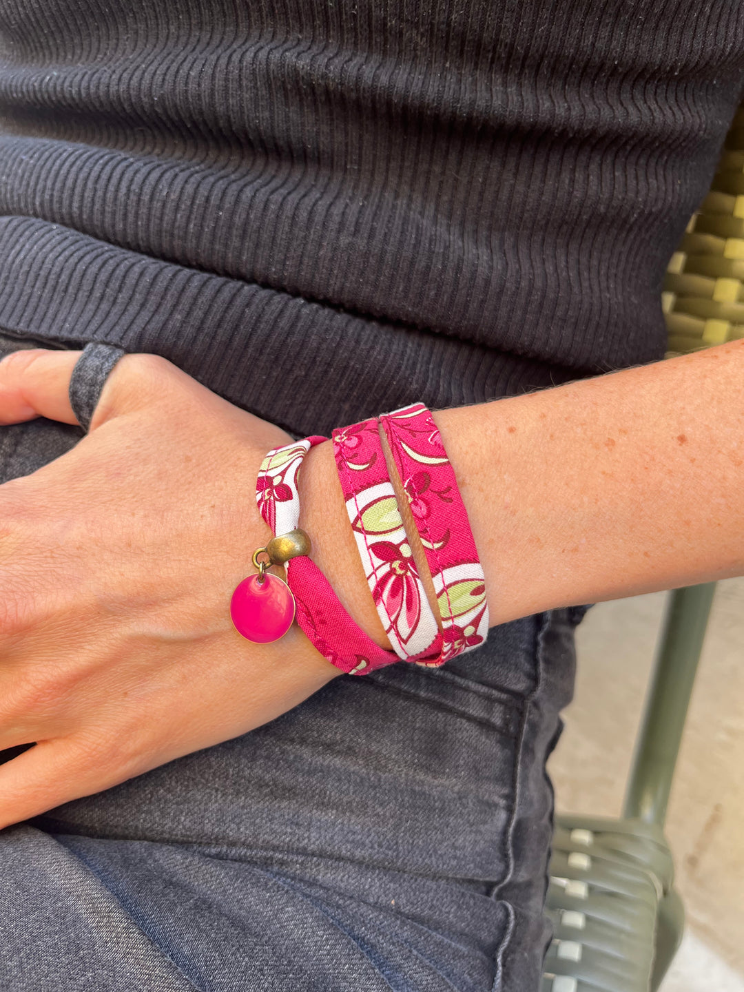 Le Mirabeau – Bracelet en tissu provençal rose