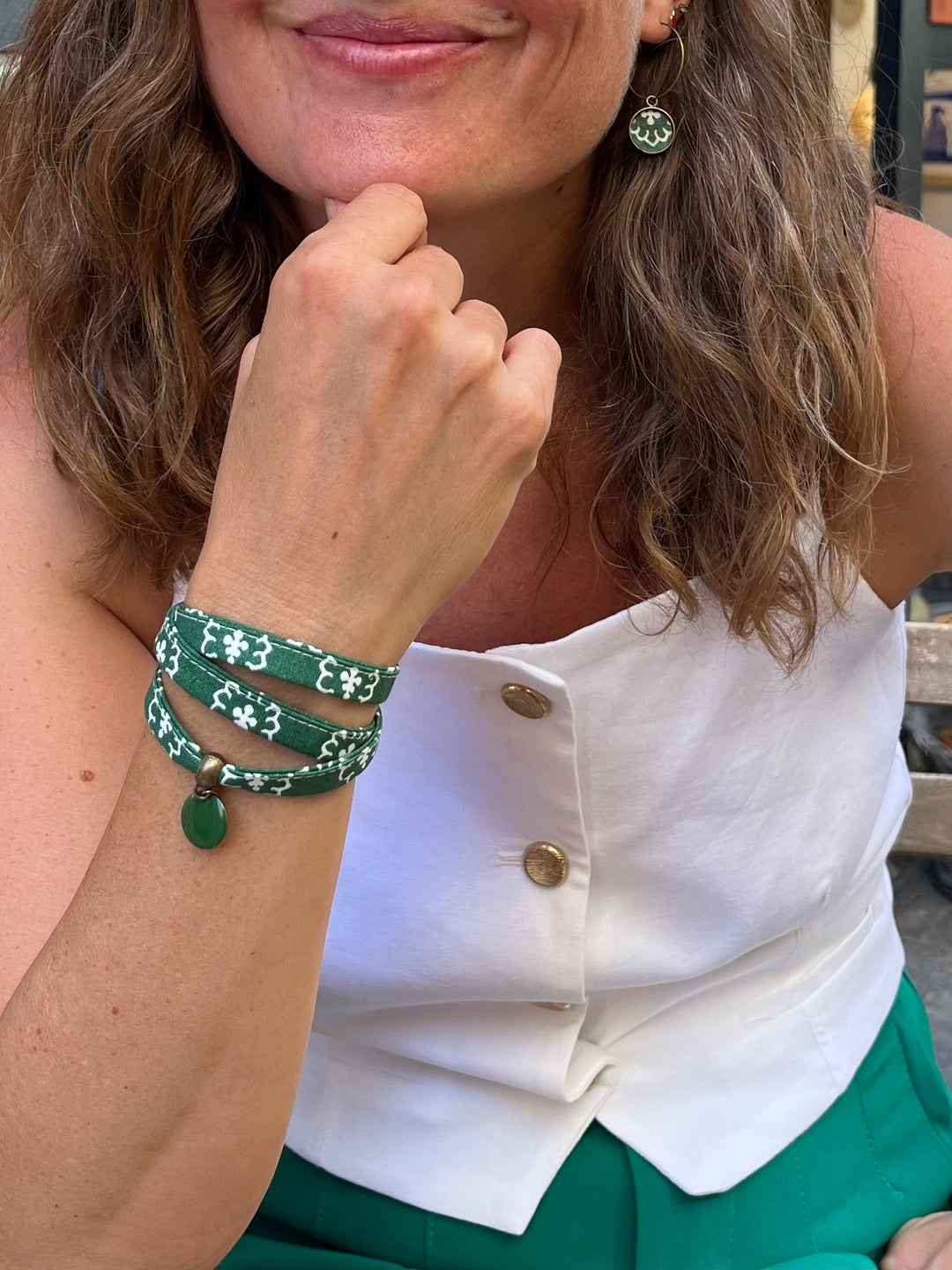 Le Mirabeau – Bracelet en tissu provençal vert