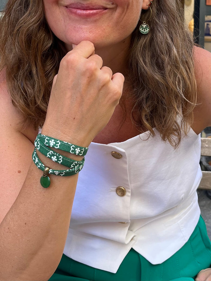 Le Mirabeau – Bracelet en tissu provençal vert