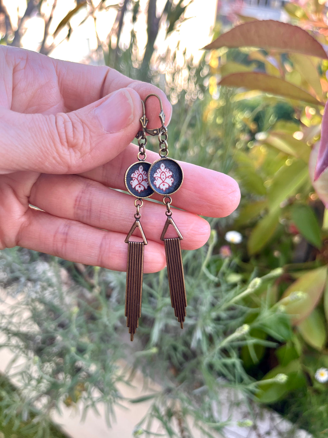 Boucles d’oreilles longues Les Marseillaises bleu marine blanc rouge