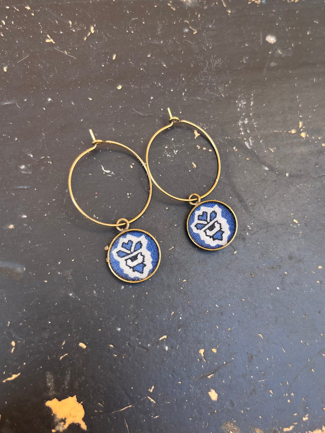 Boucles d’oreilles créoles provencales Mazette bleu