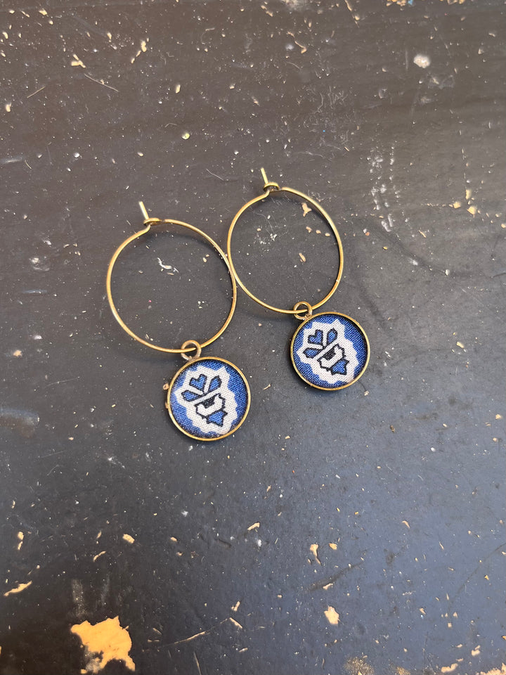 Boucles d’oreilles créoles provencales Mazette bleu