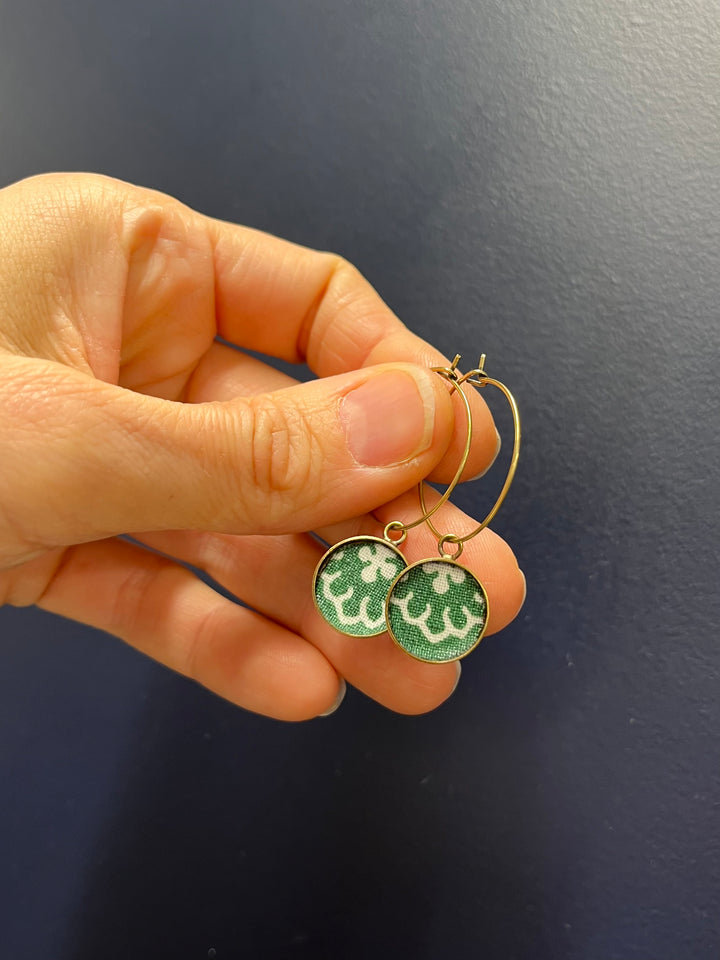 Boucles d’oreilles créoles provencales Mazette vertes