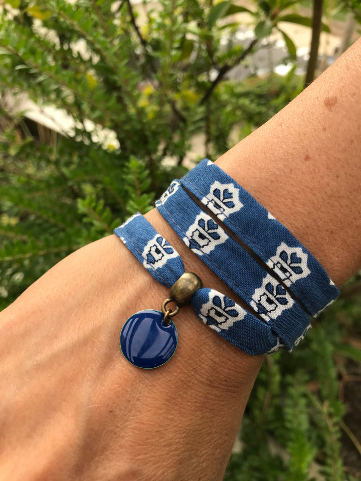 Bracelet provençal 3 tours Mirabeau bleu roi