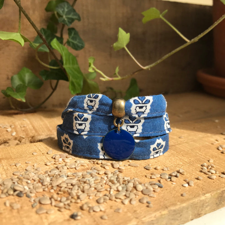 Bracelet provençal 3 tours Mirabeau bleu roi