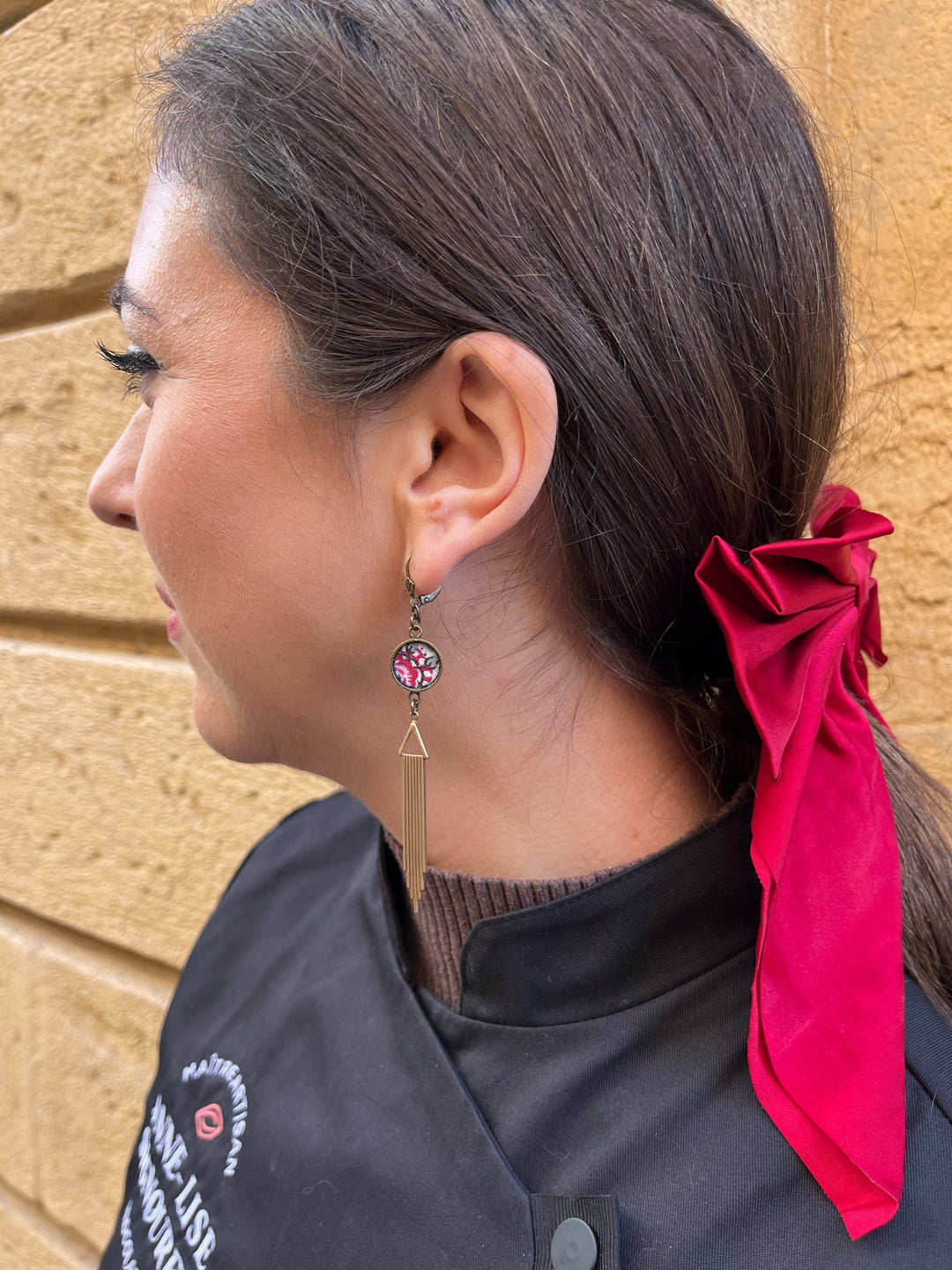 Boucles d’oreilles longues Les Marseillaises bleu marine blanc rouge