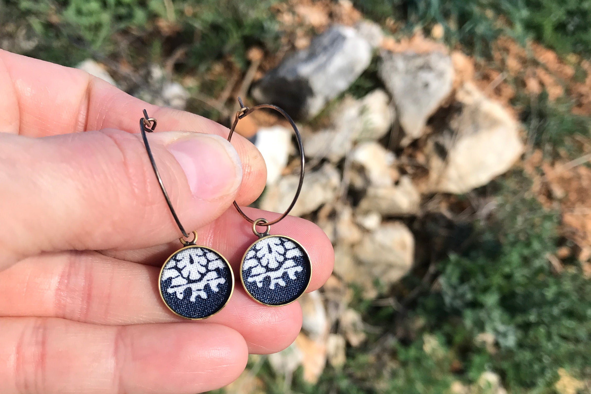 boucles d'oreilles créoles tissu provençal