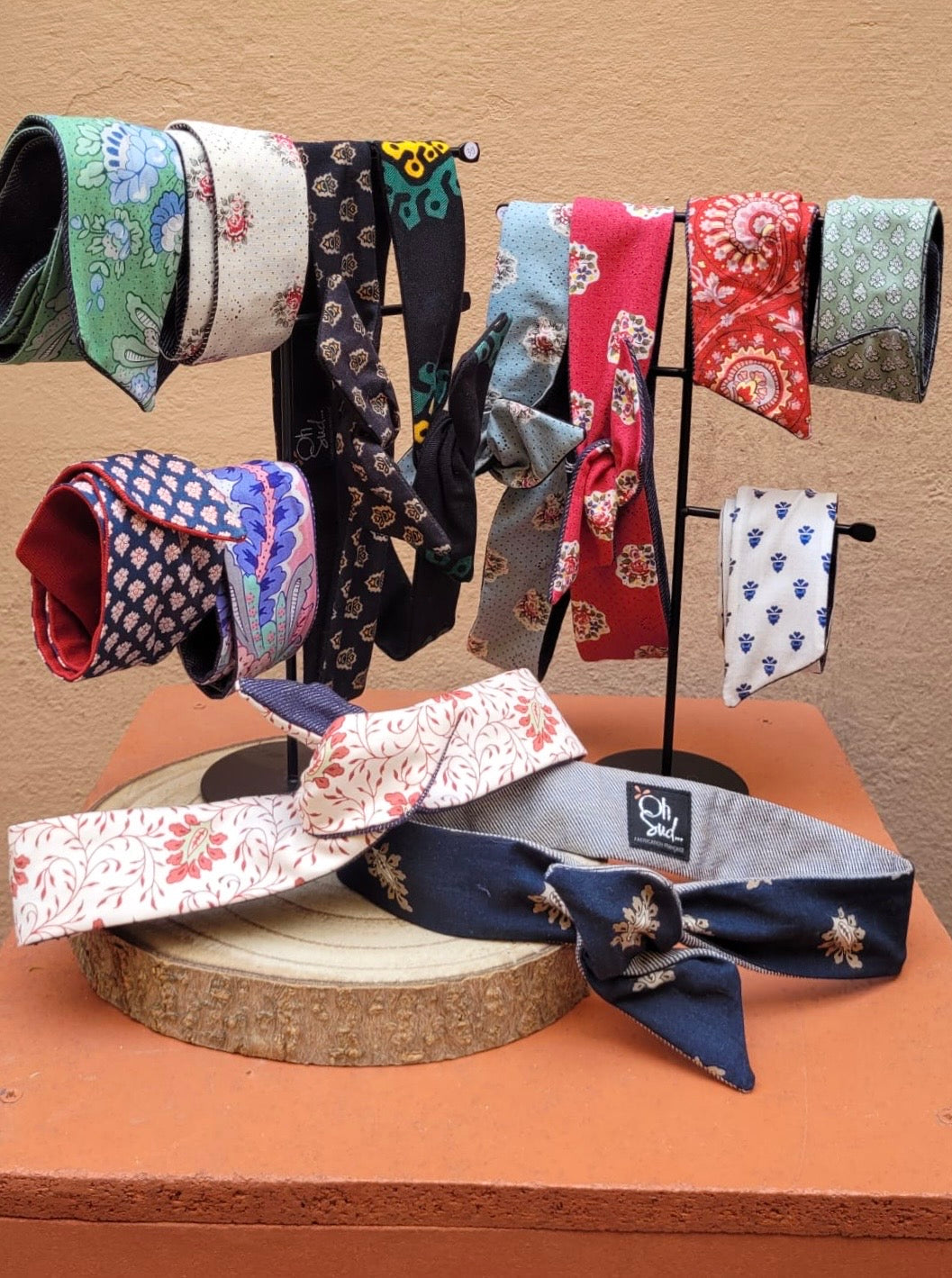 Headband provençal réversible noir marron Le Maillane