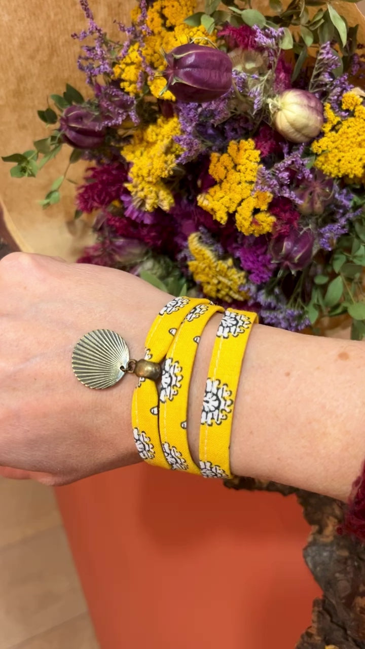 Bracelet tissu provençal Borély 3 tours