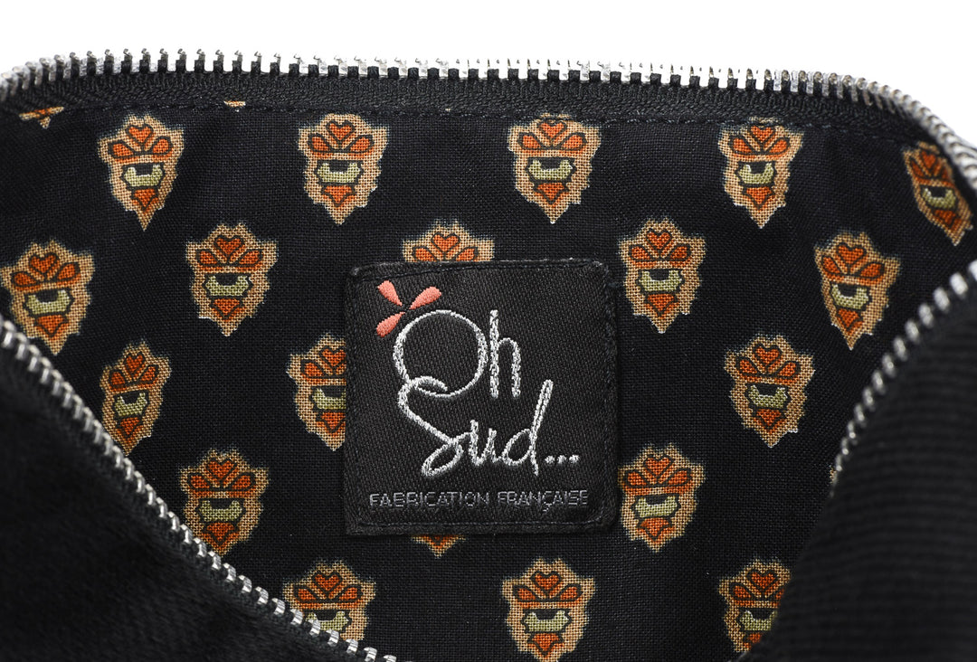Trousse jean noir tissu provençal Bazarette