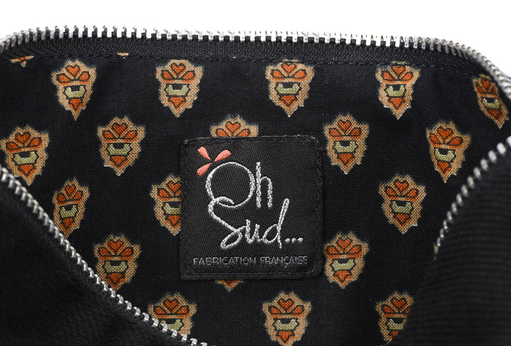 Trousse jean noir tissu provençal Bazarette