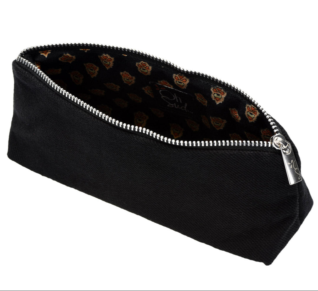 trousse jean noir tissu provencal imprimé en provence