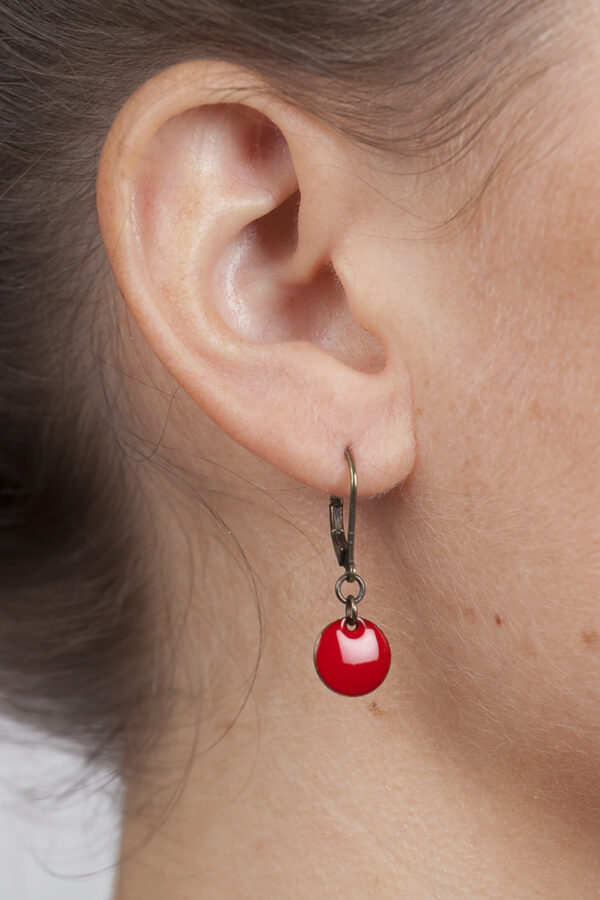 boucles d'oreilles émail rouge Péquelettes