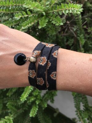 bracelet tissu noir, bracelet liberty