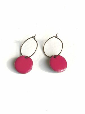 Boucles d'oreilles émail rose made in france