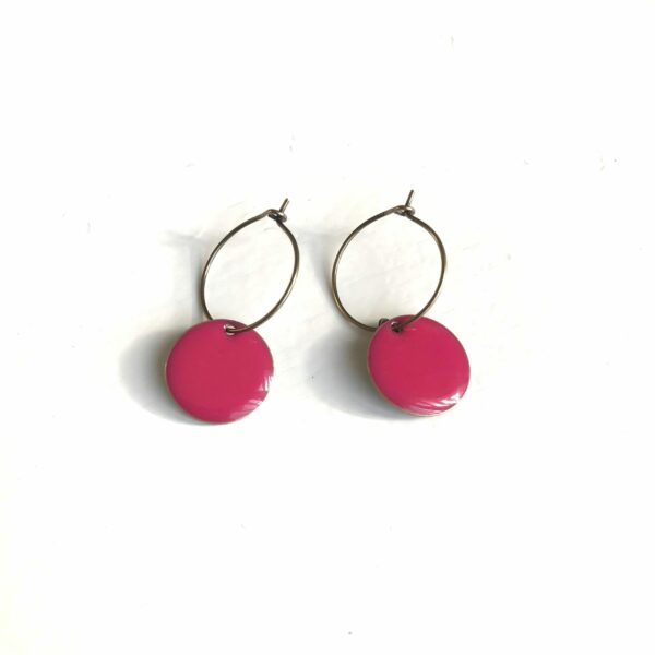 Boucles d'oreilles émail rose made in france