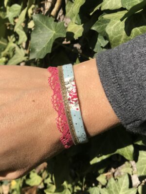 Bracelet liberty dentelle rose bleu